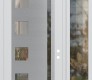 Modern Steel Front Door Diamond C3 52" x 96" white/white clear Glass Panel stainless steel LHI with Sidelite and Transom clear Glass