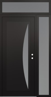 Diamond C13 48" x 96" black/white frosted Glass Panel black LHI with Sidelite and Transom frosted Glass