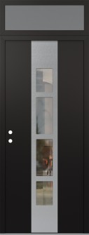 DIAMOND A10 36" X 96" BLACK/BLACK CLEAR GLASS PANEL STAINLESS STEEL RHI WITH TRANSOM FROSTED GLASS