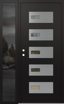 Diamond D7 52" x 80" black/black clear Glass Panel stainless steel RHI with Sidelite mirrored Glass