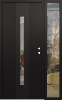 DIAMOND A2 50" X 80" BLACK/BLACK CLEAR GLASS PANEL BLACK LHI WITH SIDELITE CLEAR GLASS