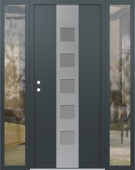 DIAMOND A13 64" X 80" ANTHRACITE/ANTHRACITE FROSTED GLASS PANEL STAINLESS STEEL RHI WITH 2 SIDELITES CLEAR GLASS