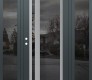 Modern Steel Front Door Diamond C15 64" x 80" anthracite/anthracite mirrored Glass Panel stainless steel RHI with 2 Sidelites mirrored Glass