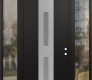 Modern Steel Front Door DIAMOND A6 60" X 96" BLACK/WHITE FROSTED GLASS PANEL STAINLESS STEEL LHI WITH 2 SIDELITES AND TRANSOM CLEAR GLASS