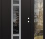 Modern Steel Front Door DIAMOND A9 50" X 80" BLACK/BLACK MIRRORED GLASS PANEL STAINLESS STEEL LHI WITH SIDELITE CLEAR GLASS