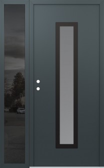 DIAMOND A11 50" X 80" ANTHRACITE/ANTHRACITE FROSTED GLASS PANEL BLACK RHI WITH SIDELITE MIRRORED GLASS