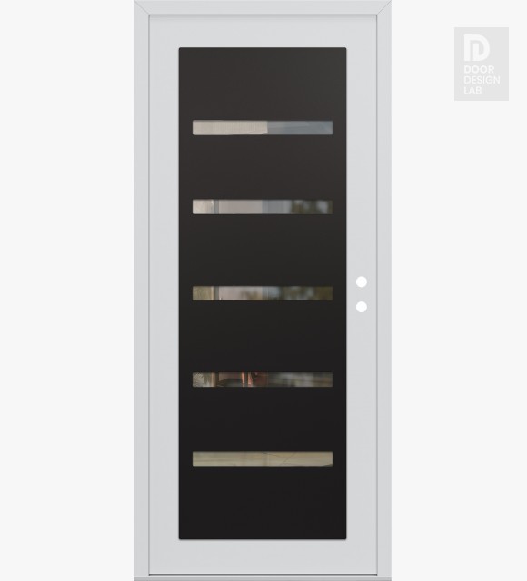 Modern Steel Front Door Diamond C7 36" x 80" white/white clear Glass Panel black LHI