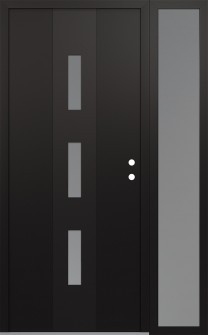 DIAMOND A7 50" X 80" BLACK/WHITE FROSTED GLASS PANEL BLACK LHI WITH SIDELITE FROSTED GLASS