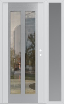 Diamond C14 50" x 80" white/white clear Glass Panel stainless steel LHI with Sidelite frosted Glass