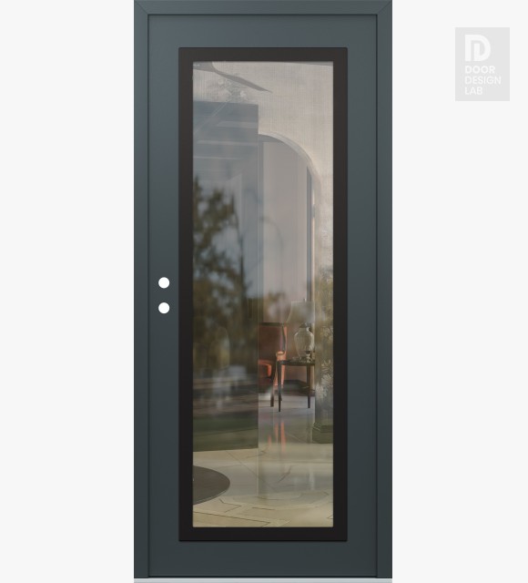 Modern Steel Front Door Diamond C1 36" x 80" anthracite/anthracite clear Glass Panel black RHI