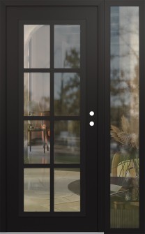 Diamond C16 48" x 80" black/black clear Glass Panel black LHI with Sidelite clear Glass