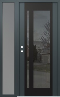 Diamond C15 52" x 80" anthracite/anthracite mirrored Glass Panel black RHI with Sidelite frosted Glass