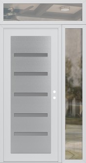 Diamond C7 48" x 96" white/white frosted Glass Panel stainless steel LHI with Sidelite and Transom clear Glass