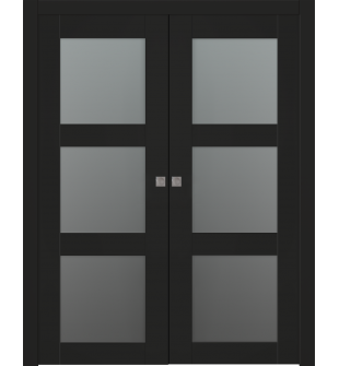 Avon 3 Lite Vetro Black Matte Double pocket doors