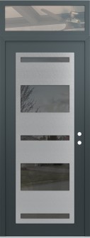 Diamond C10 36" x 96" anthracite/anthracite mirrored Glass Panel stainless steel LHI with Transom clear Glass