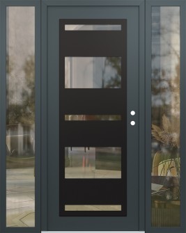 Diamond C10 68" x 80" anthracite/anthracite clear Glass Panel black LHI with 2 Sidelites clear Glass