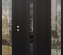 Modern Steel Front Door DIAMOND A2 60" X 80" BLACK/BLACK MIRRORED GLASS PANEL BLACK RHI WITH 2 SIDELITES CLEAR GLASS