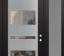 Modern Steel Front Door Diamond C10 50" x 96" black/black clear Glass Panel stainless steel LHI with Sidelite and Transom frosted Glass