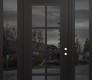 Modern Steel Front Door Diamond C16 68" x 96" black/black mirrored Glass Panel black LHI with 2 Sidelites and Transom mirrored Glass