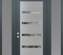 Modern Steel Front Door Diamond C7 60" x 96" anthracite/anthracite clear Glass Panel stainless steel RHI with 2 Sidelites and Transom frosted Glass