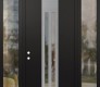 Modern Steel Front Door DIAMOND A8 64" X 96" BLACK/BLACK CLEAR GLASS PANEL STAINLESS STEEL RHI WITH 2 SIDELITES AND TRANSOM CLEAR GLASS