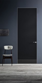 RTA DOOR SLAB SPACE REVERSE BLACK GLASS 32" X 84" X 2"