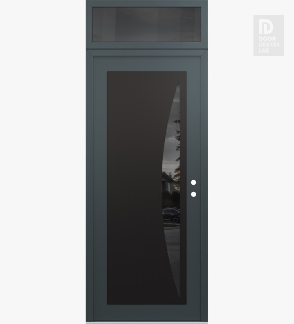Modern Steel Front Door Diamond C13 36" x 96" anthracite/anthracite mirrored Glass Panel black LHI with Transom mirrored Glass