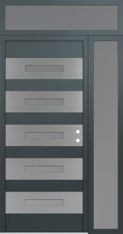 Diamond D9 48" x 96" anthracite/anthracite frosted Glass Panel stainless steel LHI with Sidelite and Transom frosted Glass