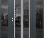 Modern Steel Front Door Diamond C14 60" x 80" anthracite/anthracite mirrored Glass Panel stainless steel RHI with 2 Sidelites mirrored Glass