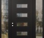 Modern Steel Front Door Diamond D1 60" x 96" black/black clear Glass Panel black RHI with 2 Sidelites and Transom clear Glass