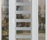Modern Steel Front Door Diamond C9 68" x 80" white/white clear Glass Panel stainless steel RHI with 2 Sidelites clear Glass
