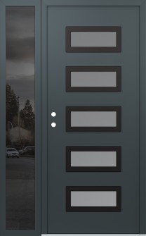 Diamond D1 48" x 80" anthracite/anthracite frosted Glass Panel black RHI with Sidelite mirrored Glass