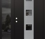 Modern Steel Front Door DIAMOND A12 50" X 80" BLACK/BLACK MIRRORED GLASS PANEL STAINLESS STEEL RHI WITH SIDELITE MIRRORED GLASS