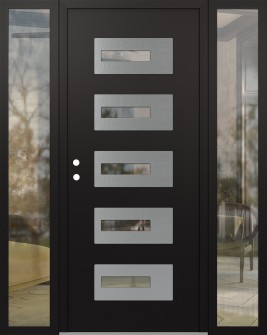 Diamond D6 64" x 80" black/black clear Glass Panel stainless steel RHI with 2 Sidelites clear Glass