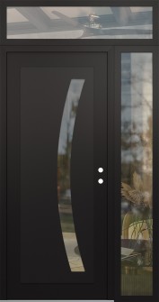 Diamond C4 50" x 96" black/black clear Glass Panel black LHI with Sidelite and Transom clear Glass