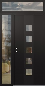 DIAMOND A13 50" X 96" BLACK/BLACK CLEAR GLASS PANEL BLACK RHI WITH SIDELITE AND TRANSOM CLEAR GLASS