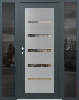 Diamond C7 60" x 80" anthracite/anthracite clear Glass Panel stainless steel RHI with 2 Sidelites mirrored Glass