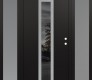 Modern Steel Front Door DIAMOND A1 64" X 80" BLACK/BLACK MIRRORED GLASS PANEL STAINLESS STEEL LHI WITH 2 SIDELITES FROSTED GLASS