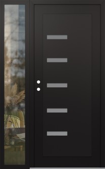 Diamond C8 48" x 80" black/white frosted Glass Panel black RHI with Sidelite clear Glass