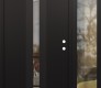 Modern Steel Front Door DIAMOND A3 48" X 80" BLACK/BLACK CLEAR GLASS PANEL BLACK LHI WITH SIDELITE CLEAR GLASS