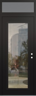 Diamond C1 36" x 96" black/black clear Glass Panel black LHI with Transom frosted Glass