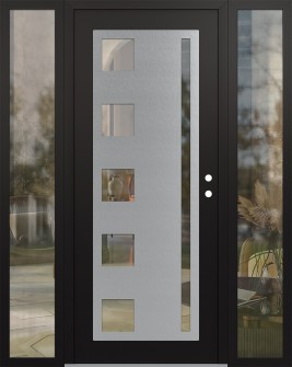 Diamond C3 64" x 80" black/black clear Glass Panel stainless steel LHI with 2 Sidelites clear Glass