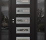 Modern Steel Front Door Diamond D4 60" x 80" black/black clear Glass Panel stainless steel RHI with 2 Sidelites mirrored Glass