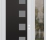 Modern Steel Front Door Diamond C5 52" x 96" white/white frosted Glass Panel black LHI with Sidelite and Transom clear Glass