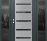 Modern Steel Front Door Diamond C7 60" x 80" anthracite/anthracite mirrored Glass Panel stainless steel RHI with 2 Sidelites mirrored Glass