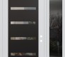 Modern Steel Front Door Diamond C7 48" x 96" white/white clear Glass Panel black LHI with Sidelite and Transom mirrored Glass