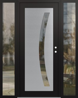 Diamond C4 64" x 80" black/black clear Glass Panel stainless steel LHI with 2 Sidelites clear Glass