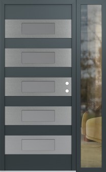 Diamond D5 52" x 80" anthracite/anthracite frosted Glass Panel stainless steel LHI with Sidelite clear Glass