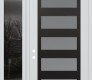 Modern Steel Front Door Diamond C9 50" x 96" white/white frosted Glass Panel black RHI with Sidelite and Transom mirrored Glass