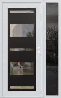 Diamond C10 52" x 80" white/white clear Glass Panel black LHI with Sidelite mirrored Glass